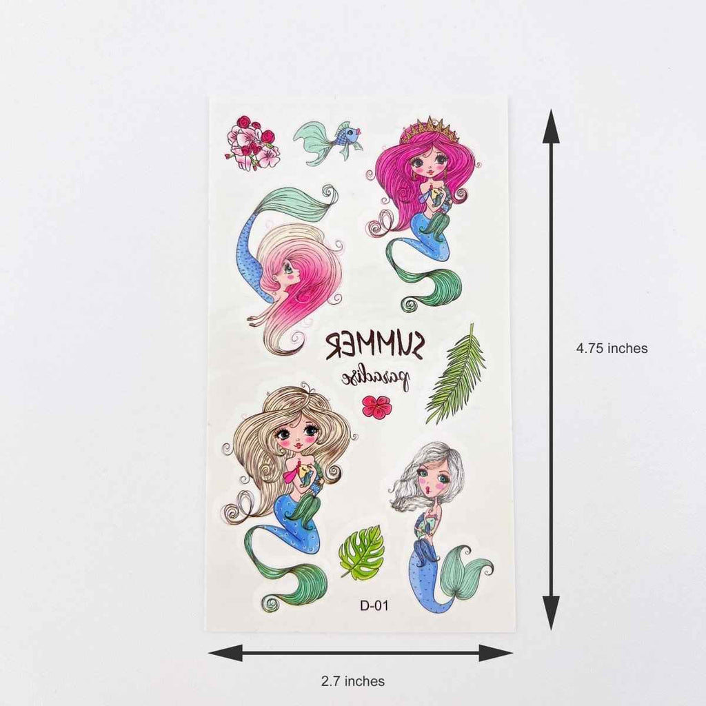 Mermaid Tattoos for Kids – 10 Sheets Party Favor Body Stickers