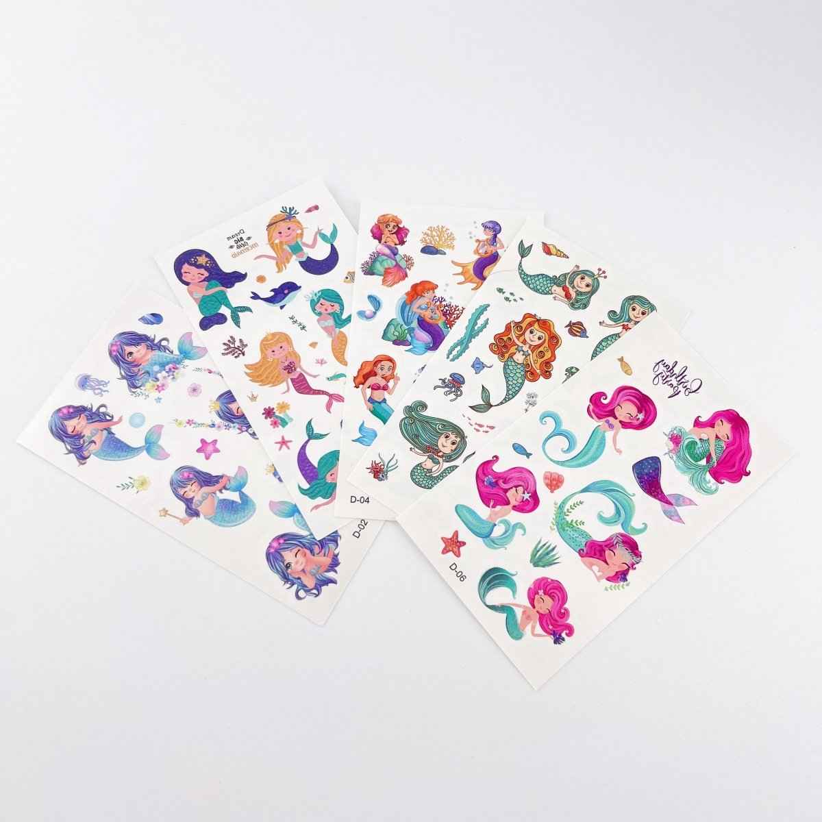 Mermaid Tattoos for Kids – 10 Sheets Party Favor Body Stickers