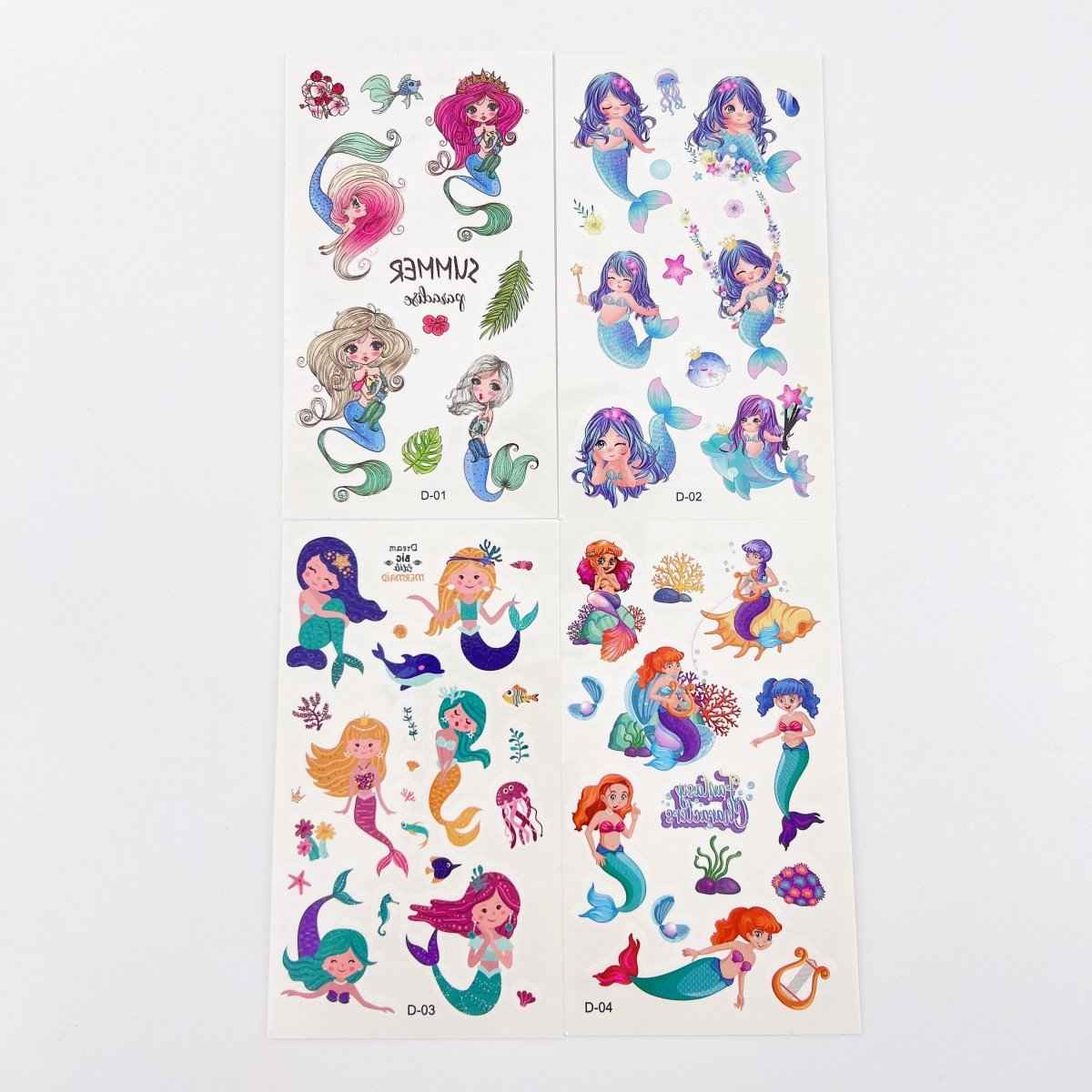 Mermaid Tattoos for Kids – 10 Sheets Party Favor Body Stickers