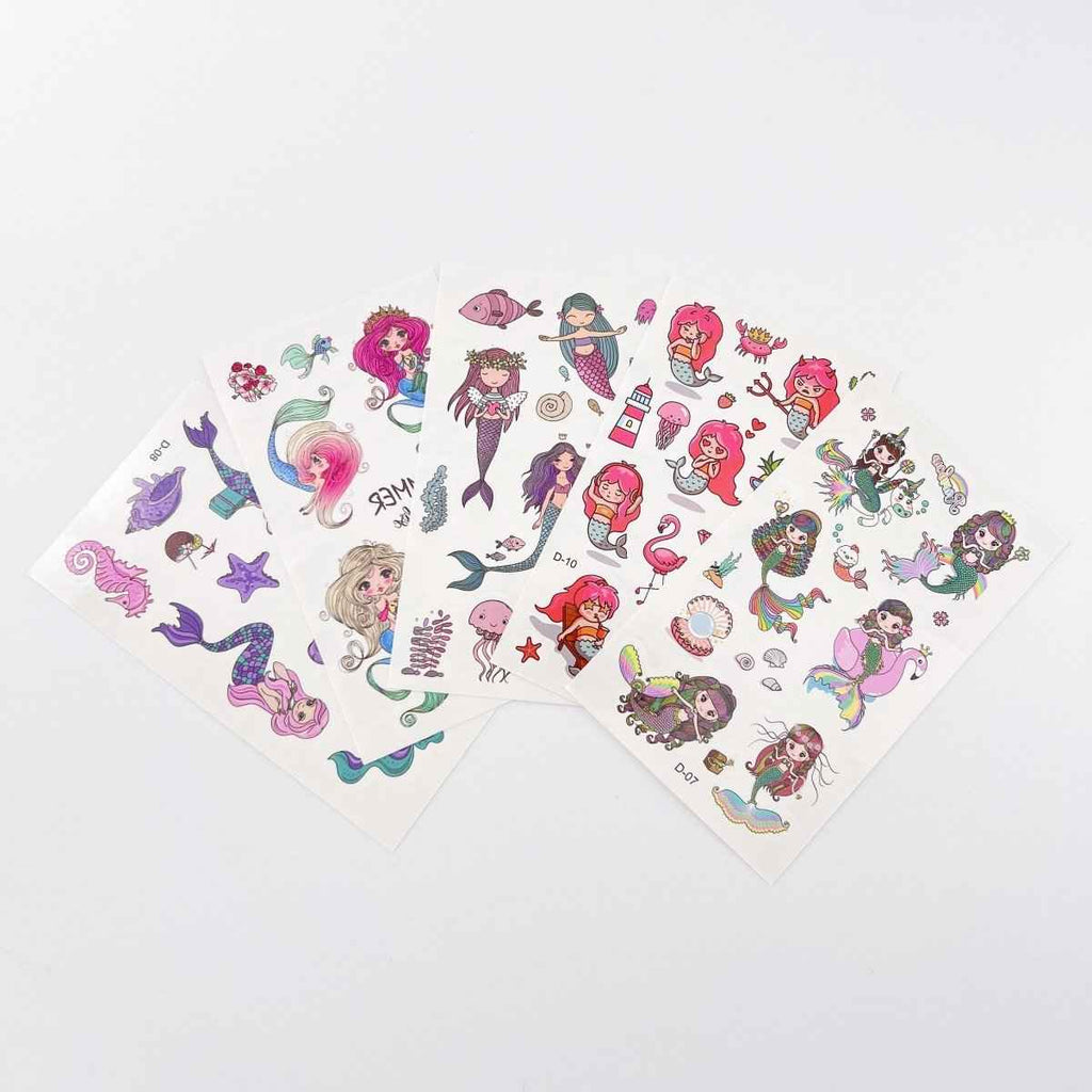 Mermaid Tattoos for Kids – 10 Sheets Party Favor Body Stickers