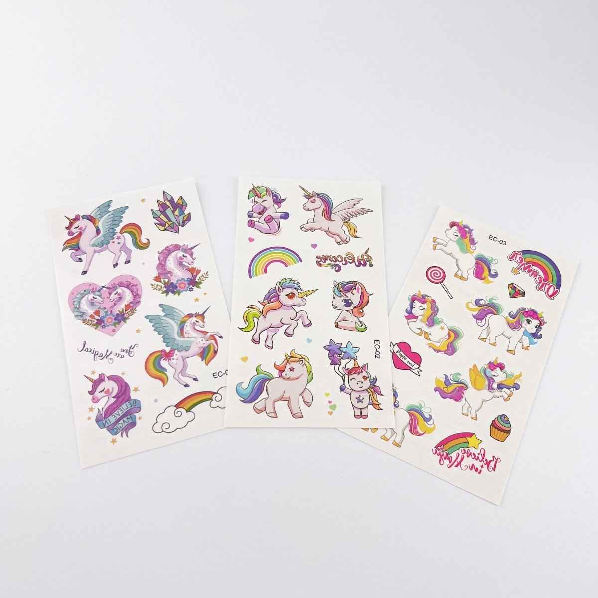 Cartoon Unicorn Tattoos – 10 Sheets for Girls Birthday Parties