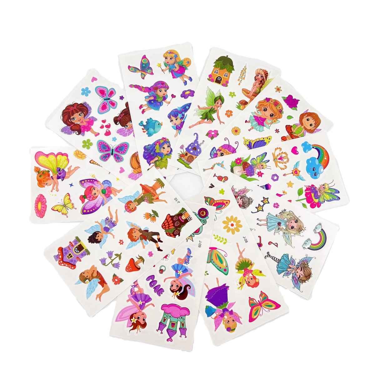 10 Fairy Tattoo Sheets – Non-Toxic Waterproof Kids Party Tattoos