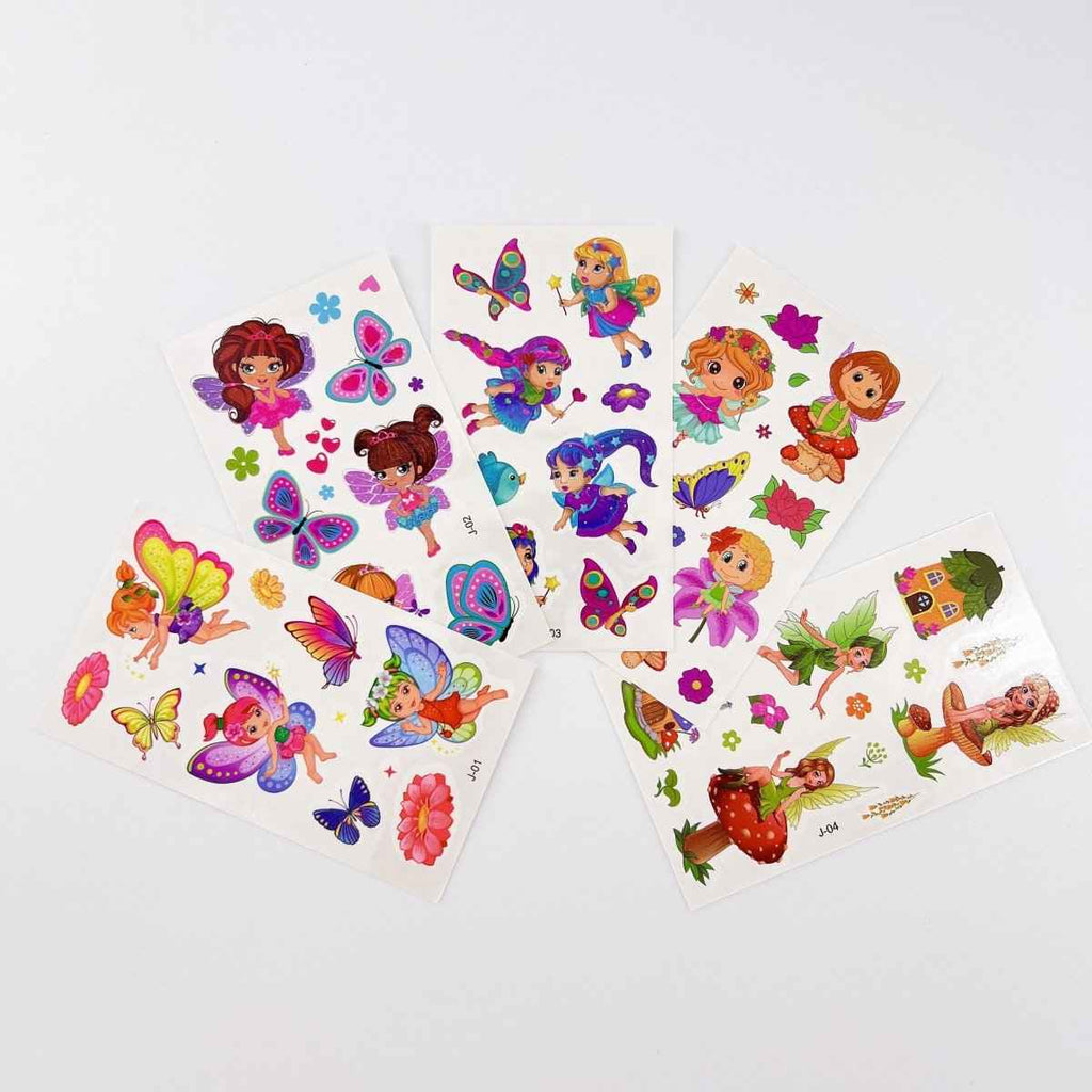 10 Fairy Tattoo Sheets – Non-Toxic Waterproof Kids Party Tattoos