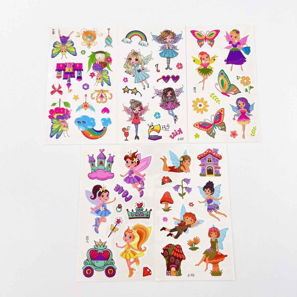 10 Fairy Tattoo Sheets – Non-Toxic Waterproof Kids Party Tattoos