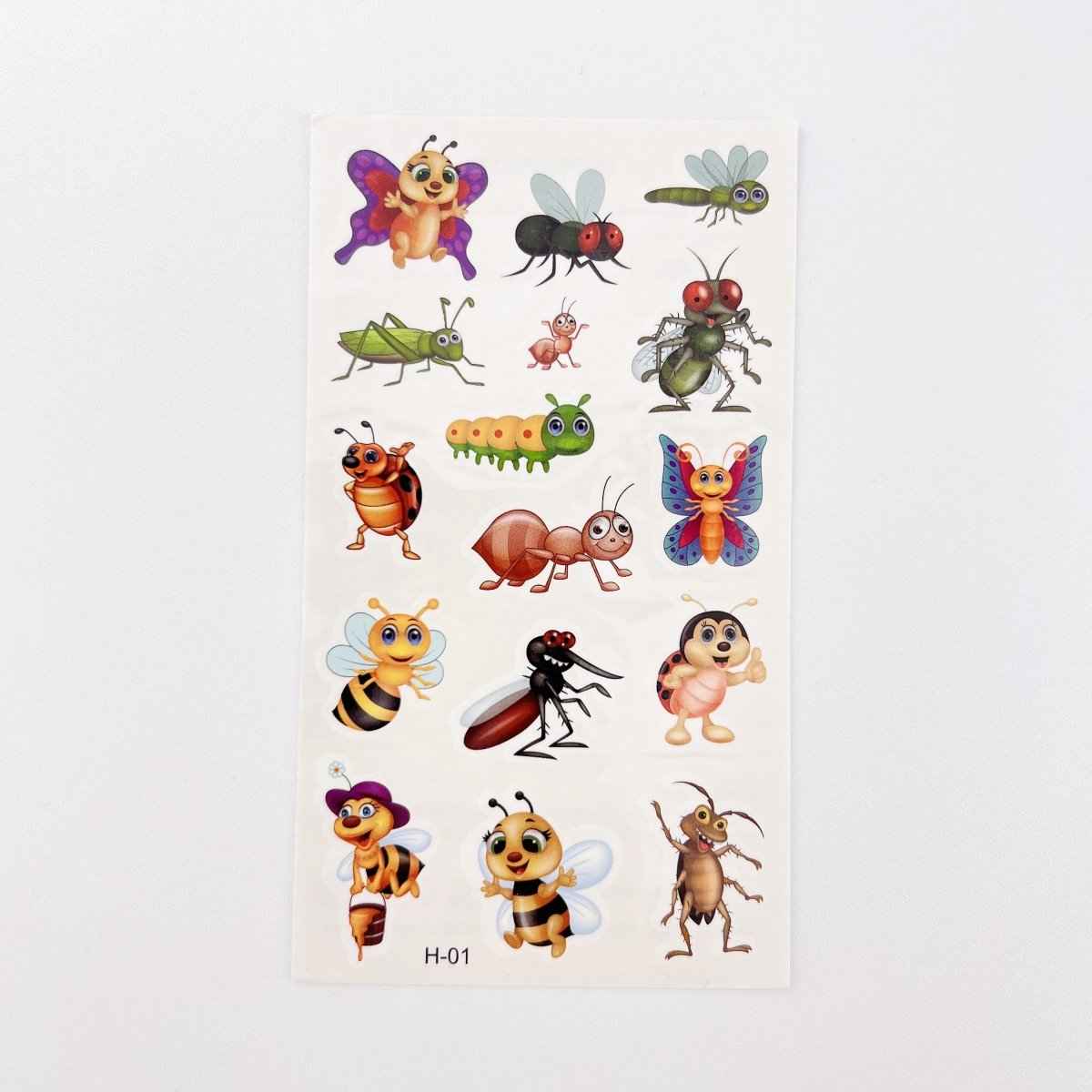Cartoon Bugs Tattoos – 10 Sheets Non-Toxic Waterproof Stickers