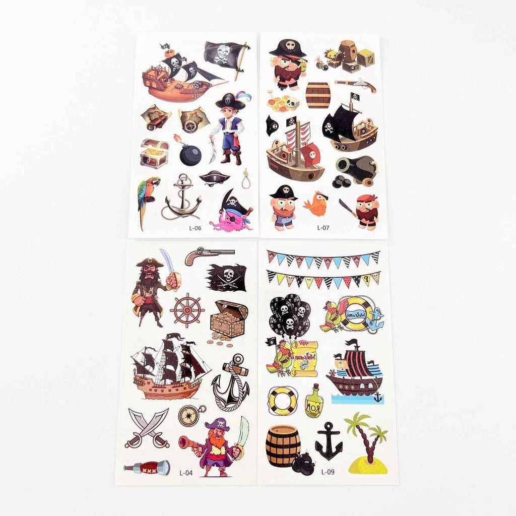 Cartoon Pirate Tattoos for Kids – 10 Waterproof Tattoo Sheets