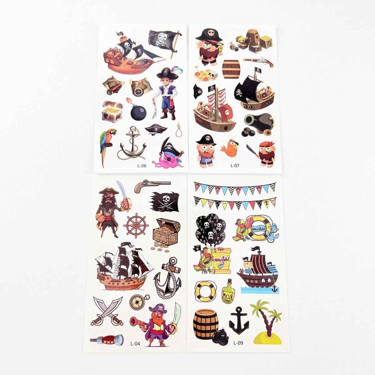 Cartoon Pirate Tattoos for Kids – 10 Waterproof Tattoo Sheets