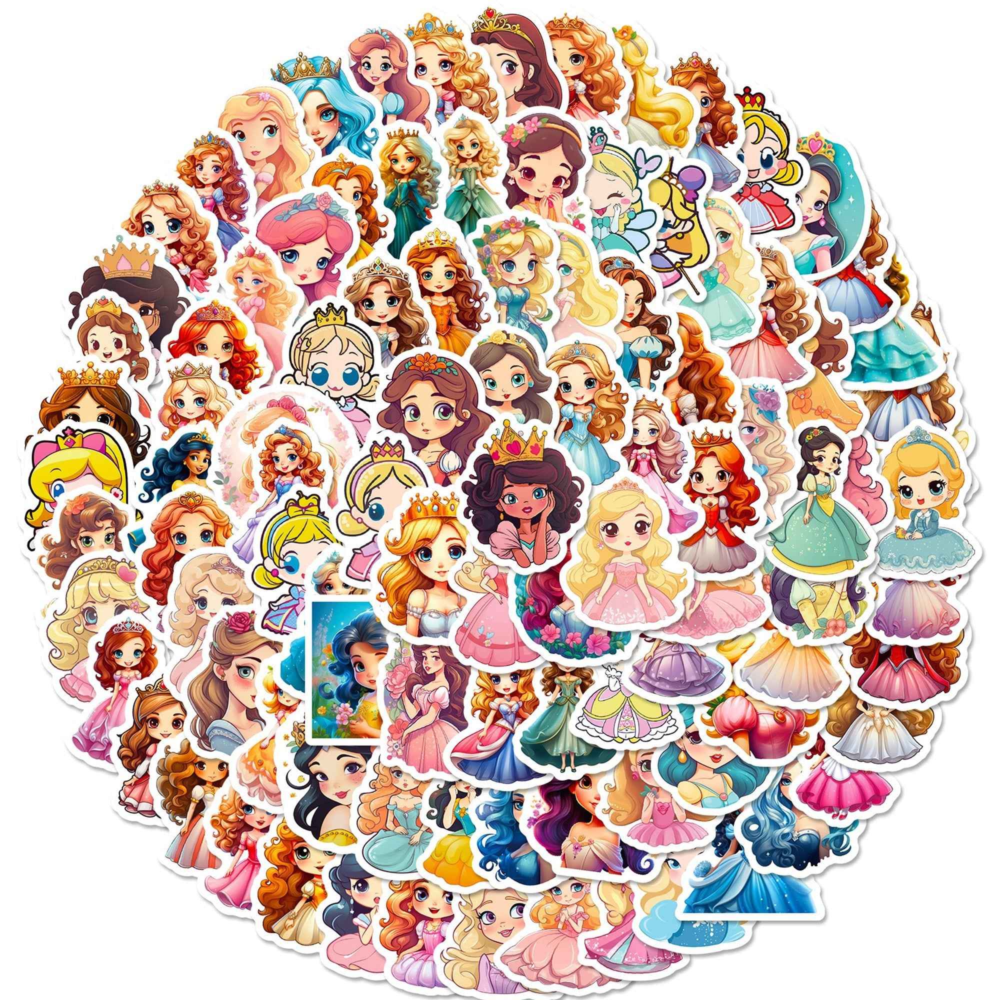 Princess Sticker Sheets – 100pcs Colorful Vinyl for DIY Projects
