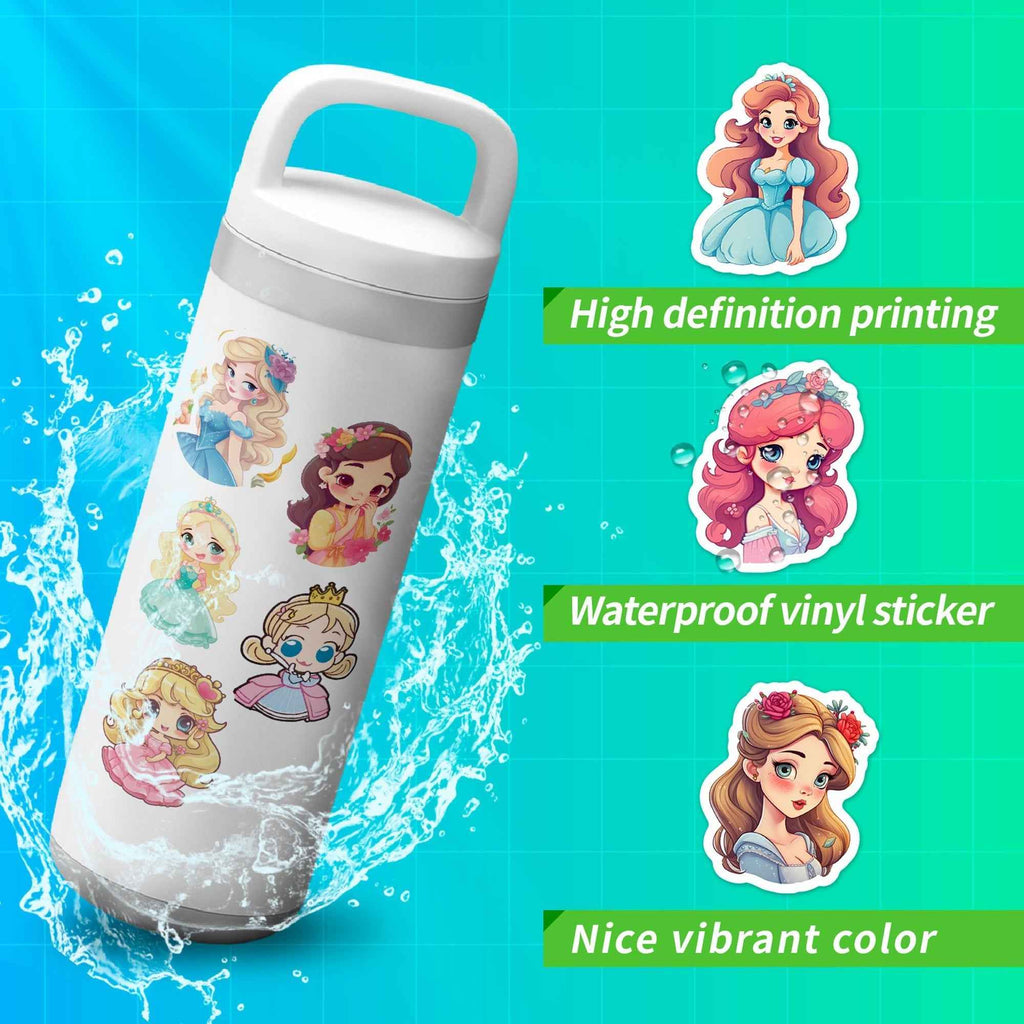 Princess Sticker Sheets – 100pcs Colorful Vinyl for DIY Projects