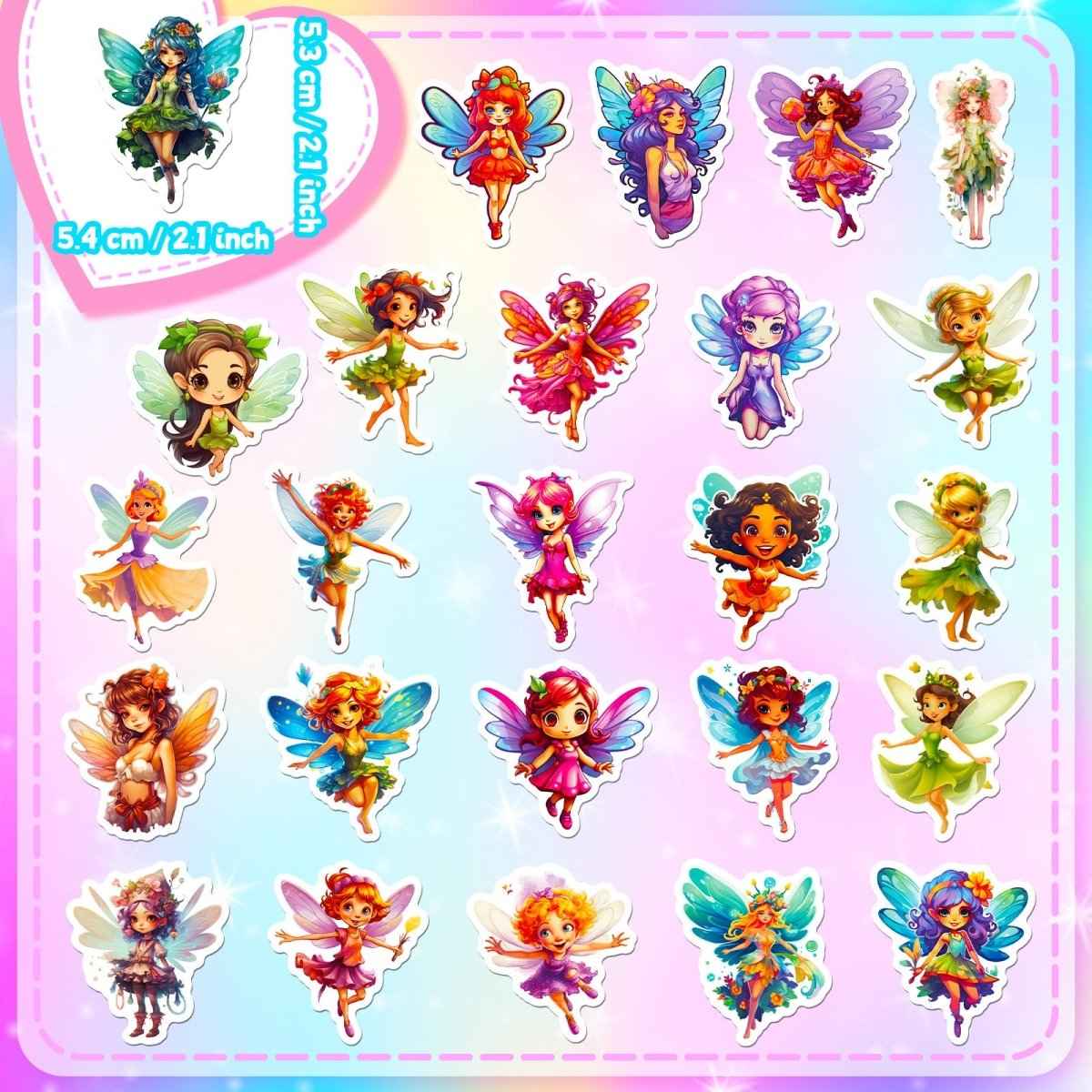50 Fairy Vinyl Stickers – Waterproof, UV-Proof, No Duplicate Set