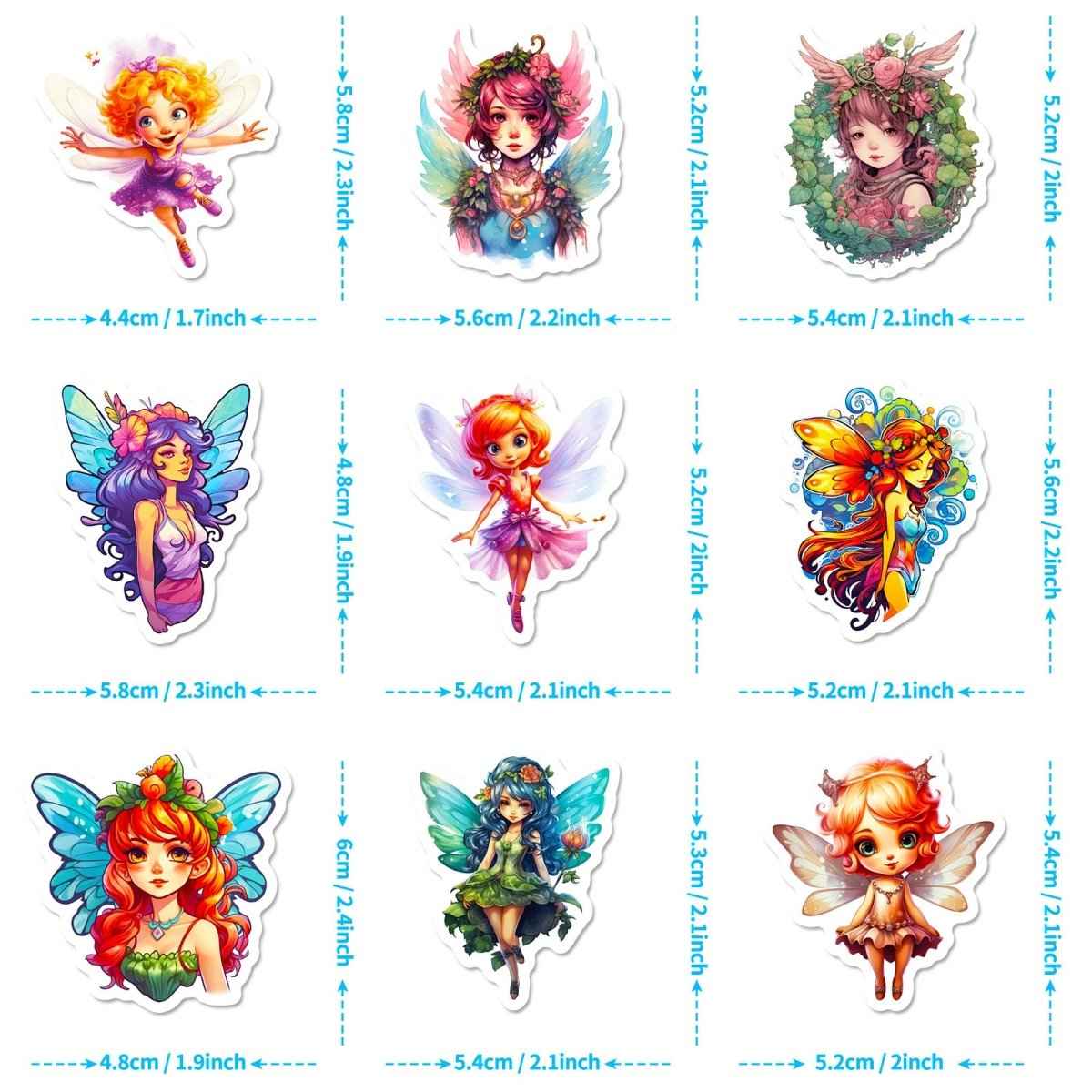 50 Fairy Vinyl Stickers – Waterproof, UV-Proof, No Duplicate Set
