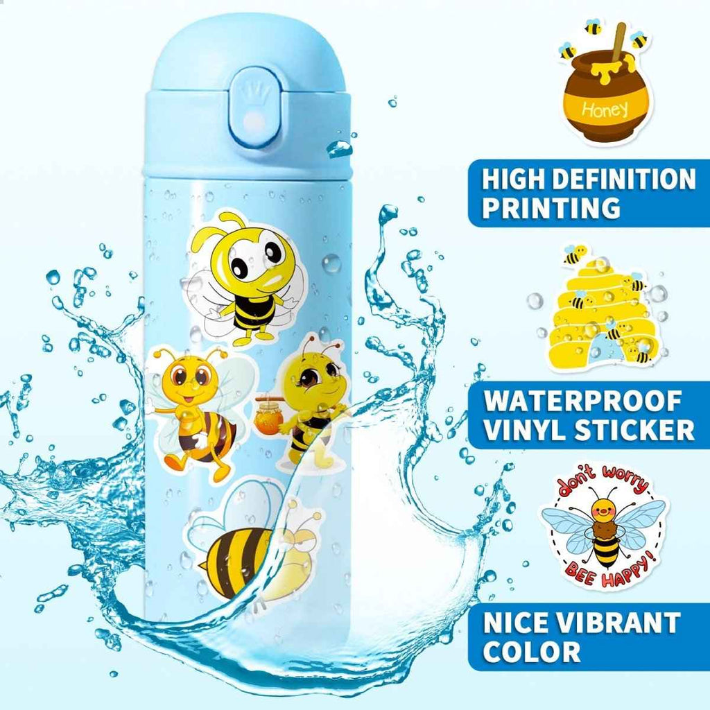 Honey Bee Vinyl Stickers – 50 Waterproof, Non-Duplicate Set