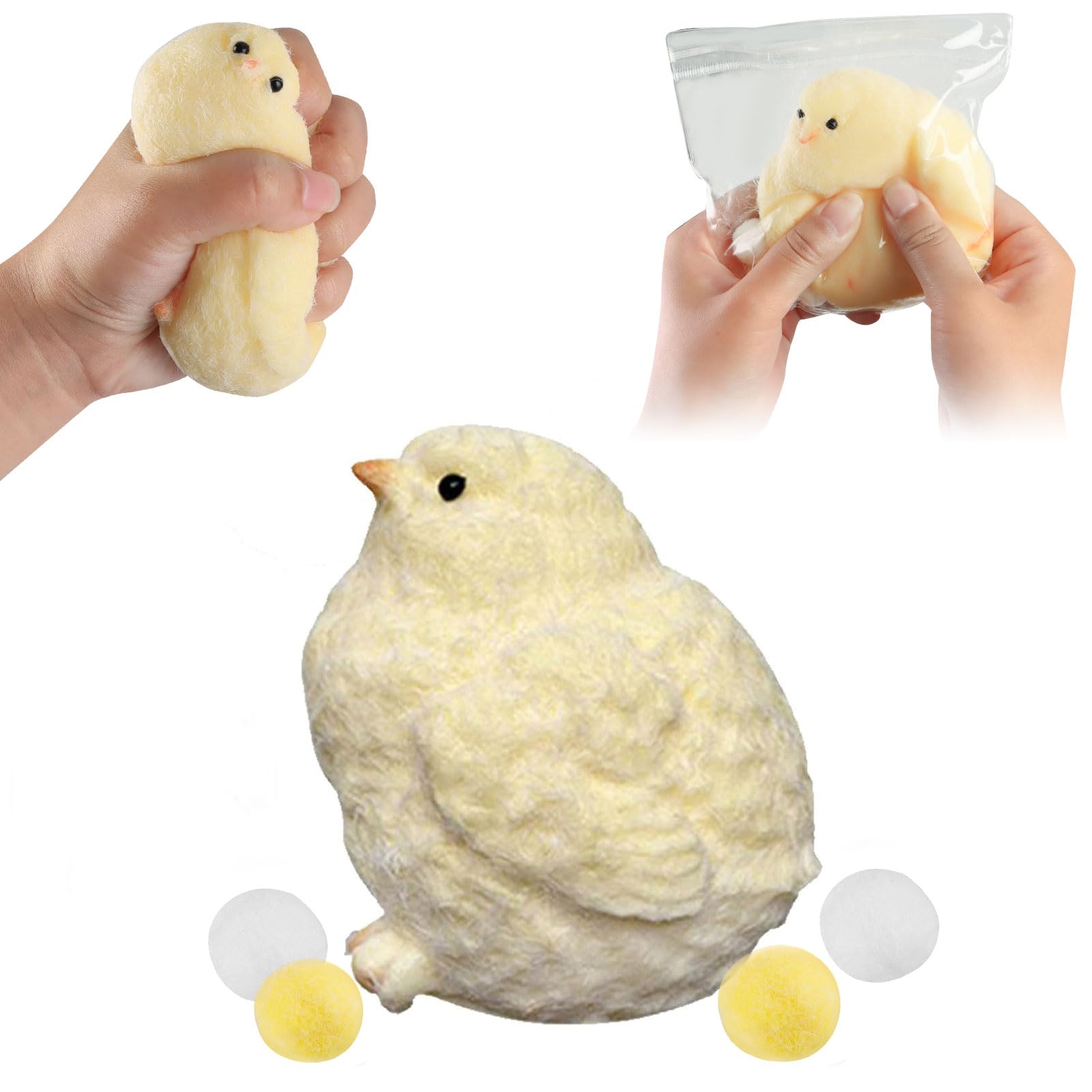 Generic Handmade Taba Squishy Chick Ultra Soft Squishy Fidget Squeeze Toys TPR Squeeze Toys for Stress Relief Sensory Toys Squishies for Adults Party Favors Pinch Family Squishy Toys (Chic)