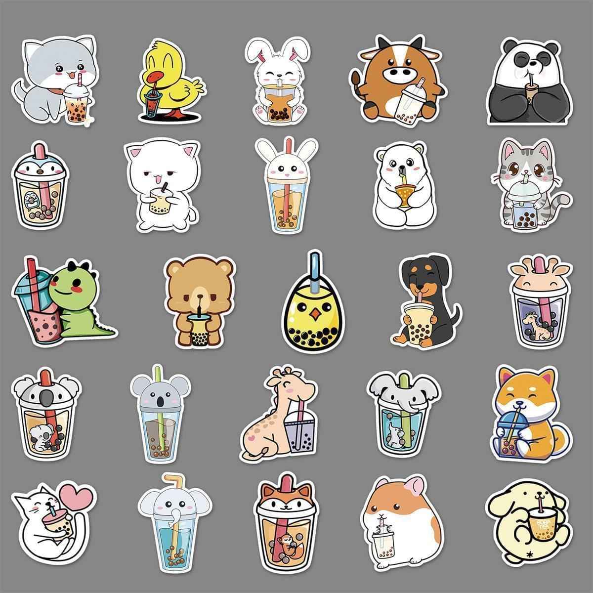 Waterproof Boba Sticker Pack – 50 Unique Bubble Tea Designs