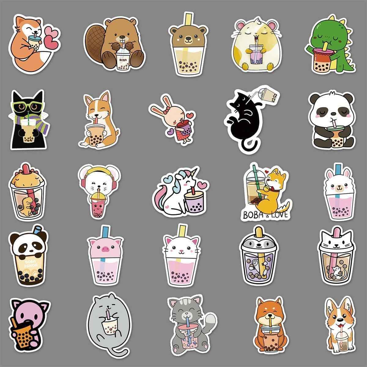 Waterproof Boba Sticker Pack – 50 Unique Bubble Tea Designs