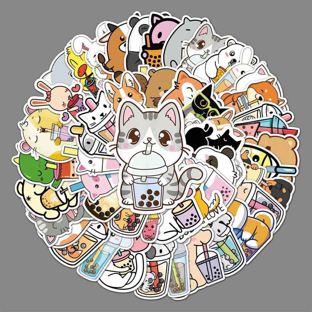 Waterproof Boba Sticker Pack – 50 Unique Bubble Tea Designs