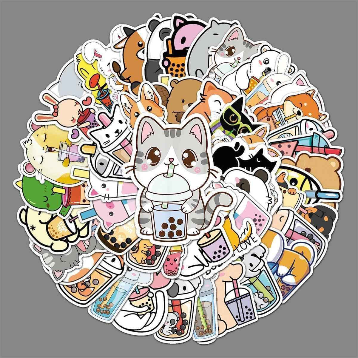 Waterproof Boba Sticker Pack – 50 Unique Bubble Tea Designs