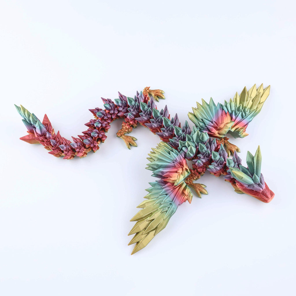 3D Printed Crystal Wing Dragon Fidget Toy – Articulated Fantasy Desk Toy Gift