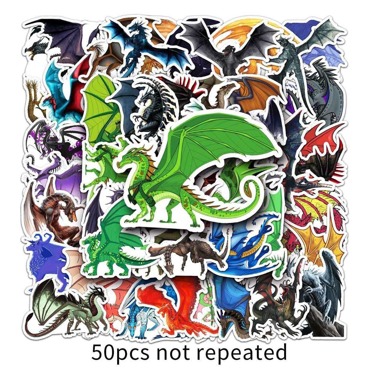 50 Dragon Stickers for Laptops Water Bottles & Notebooks
