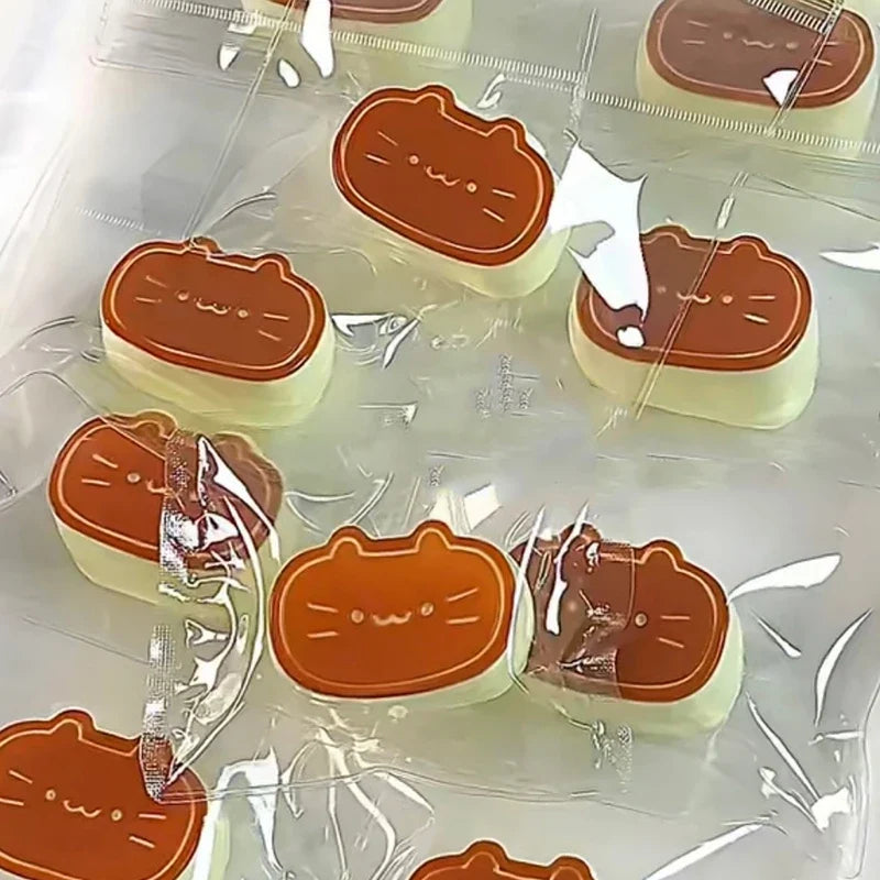 Sticky TPR Cute Cat Cheese Bread Pressure Relief Soft Squishy Fingertip Toy | Slow Rebound Squeeze Toy