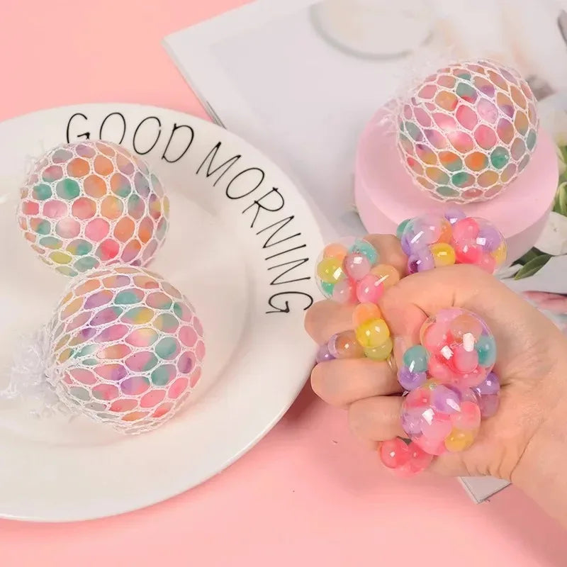 Rainbow Bead Stress Ball | Squishy Fidget Toy for Adults and Kids