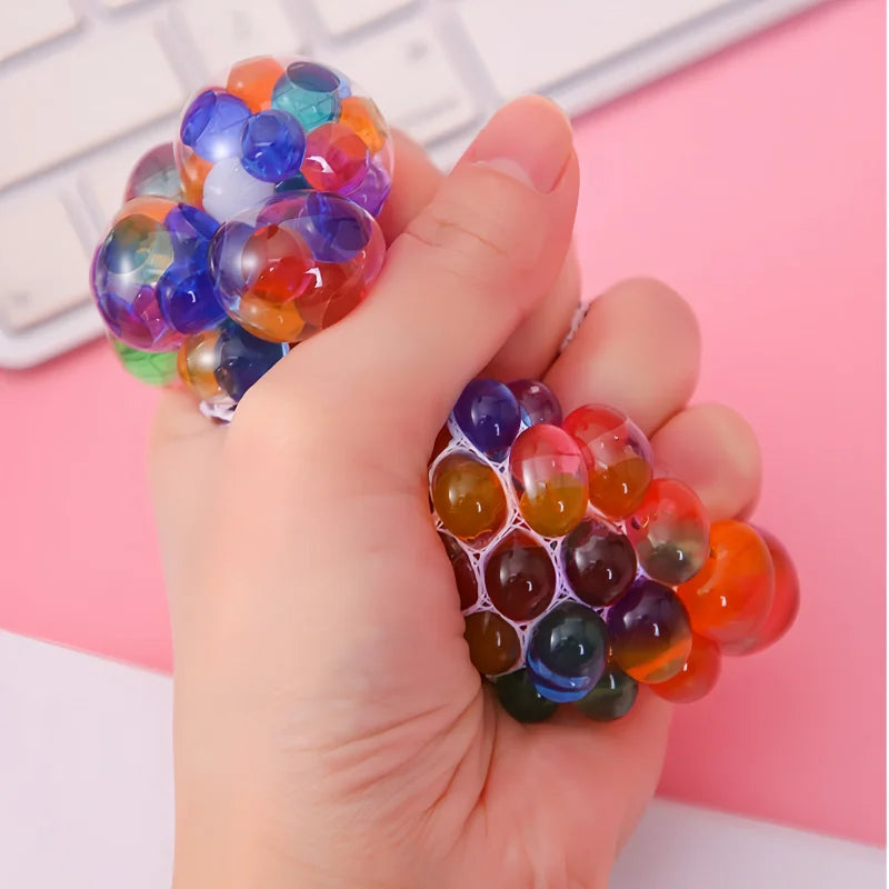 Rainbow Bead Squishy Stress Ball | TPR Sensory Decompression Toy for Kids and Adults