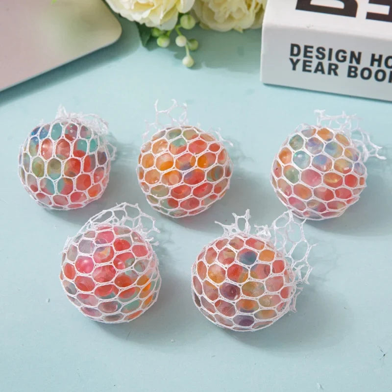 Rainbow Bead Stress Ball | Squishy Fidget Toy for Adults and Kids