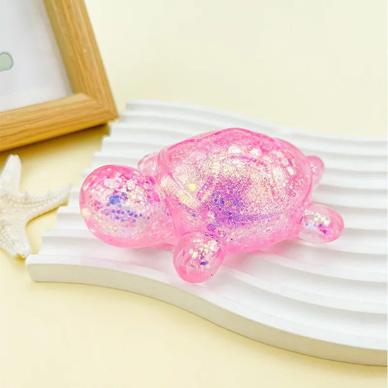 Squishy Turtle Fidget Toy | Glitter Squeeze Toy for Stress Relief