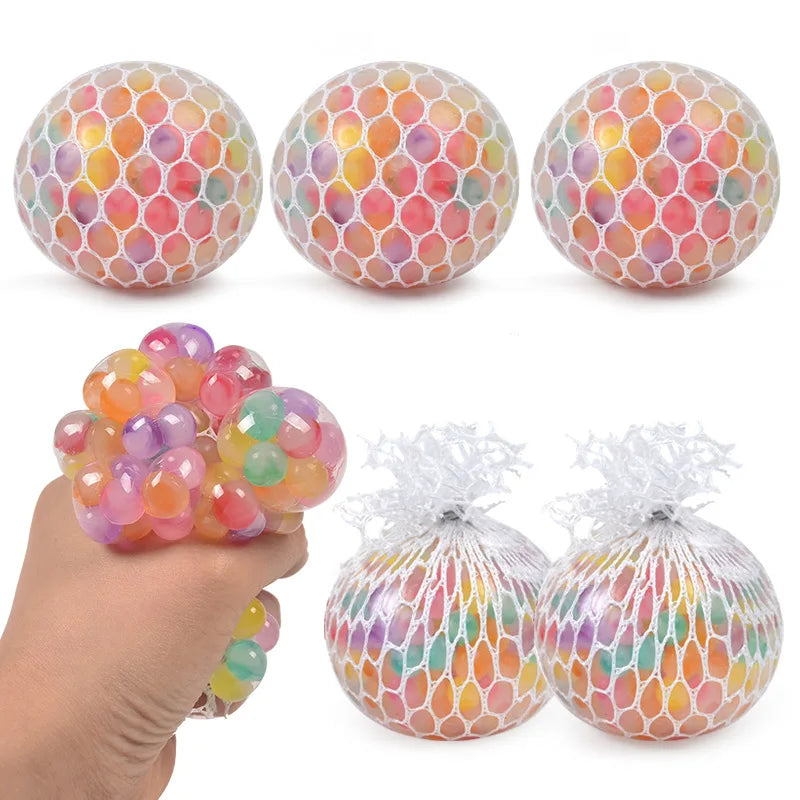 Rainbow Bead Stress Ball | Squishy Fidget Toy for Adults and Kids