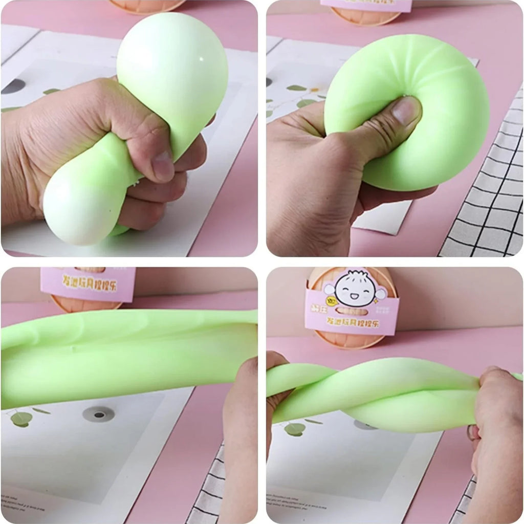 Colorful Dumpling Squishy Stress Ball | Simulation Food Bun with Steamer Fidget Toy
