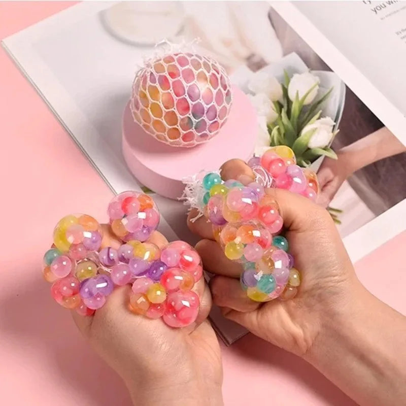 Rainbow Bead Stress Ball | Squishy Fidget Toy for Adults and Kids