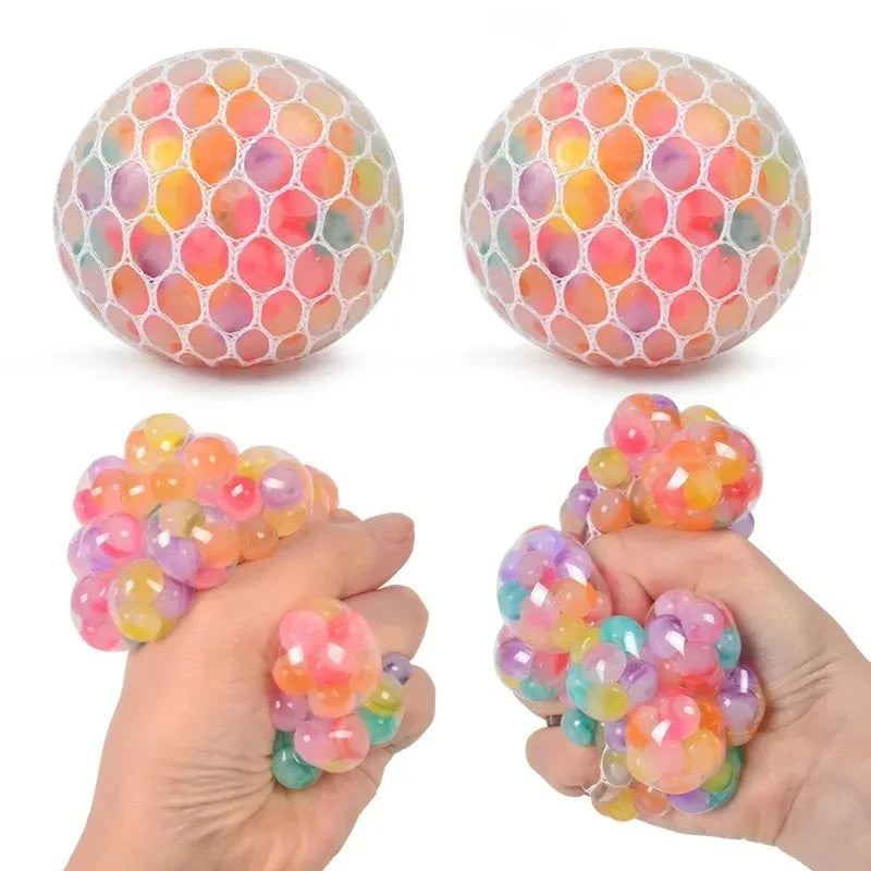 Rainbow Bead Stress Ball | Squishy Fidget Toy for Adults and Kids