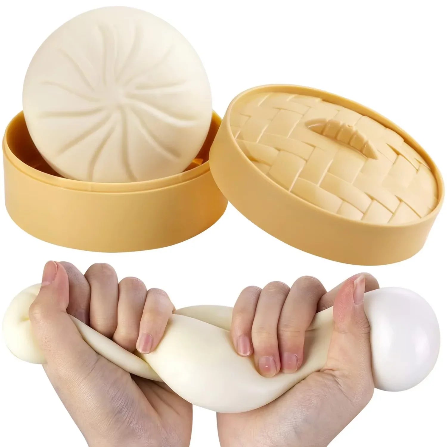 Colorful Dumpling Squishy Stress Ball | Simulation Food Bun with Steamer Fidget Toy