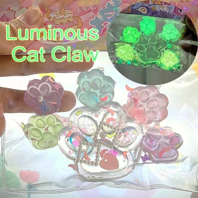 Glow-in-the-Dark Cat Paw Stress Toy | Squishy Squeeze Relief for Adults & Kids