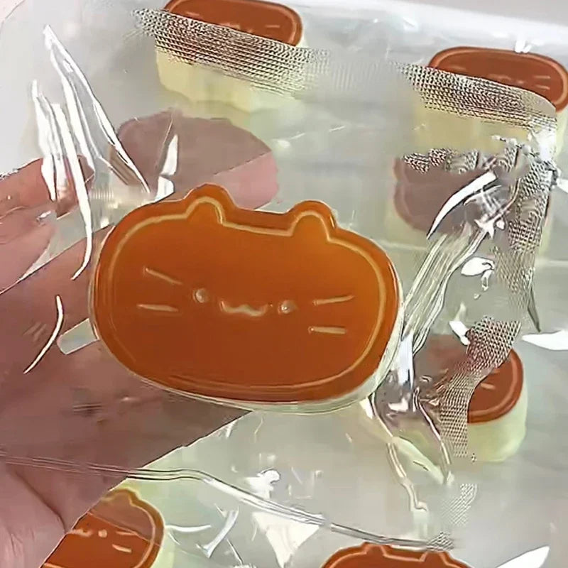 Sticky TPR Cute Cat Cheese Bread Pressure Relief Soft Squishy Fingertip Toy | Slow Rebound Squeeze Toy