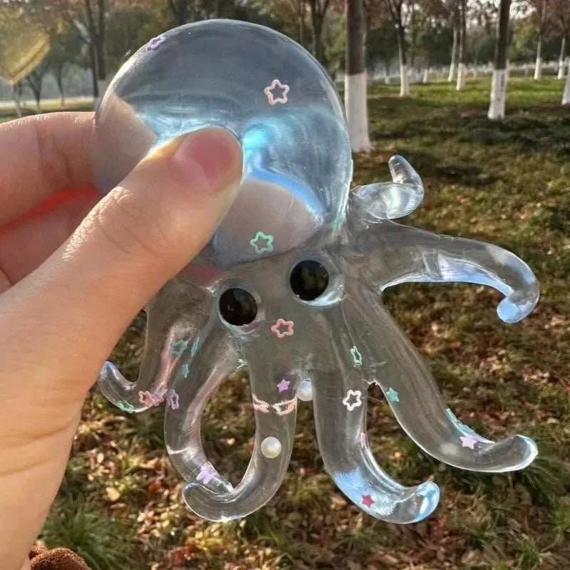 Glitter Octopus Taba Squishy Sugar Stress Ball | Cute Animal Squeeze Fidget Toy for Kids