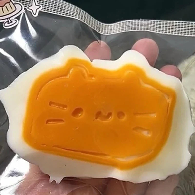 Sticky TPR Cute Cat Cheese Bread Pressure Relief Soft Squishy Fingertip Toy | Slow Rebound Squeeze Toy