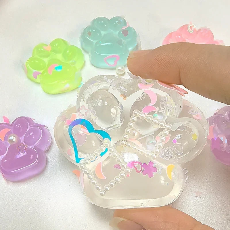 Glow-in-the-Dark Cat Paw Stress Toy | Squishy Squeeze Relief for Adults & Kids