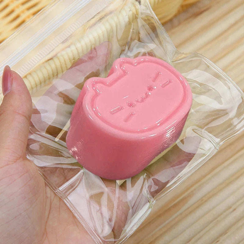 Sticky TPR Cute Cat Cheese Bread Pressure Relief Soft Squishy Fingertip Toy | Slow Rebound Squeeze Toy