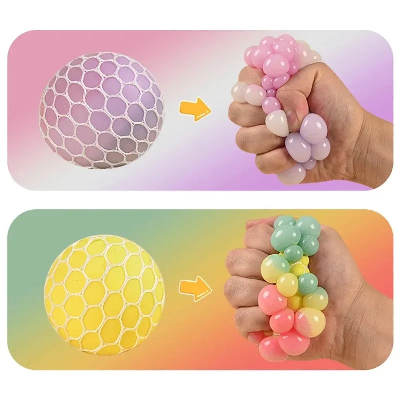 Rainbow Bead Stress Ball | Squishy Fidget Toy for Adults and Kids