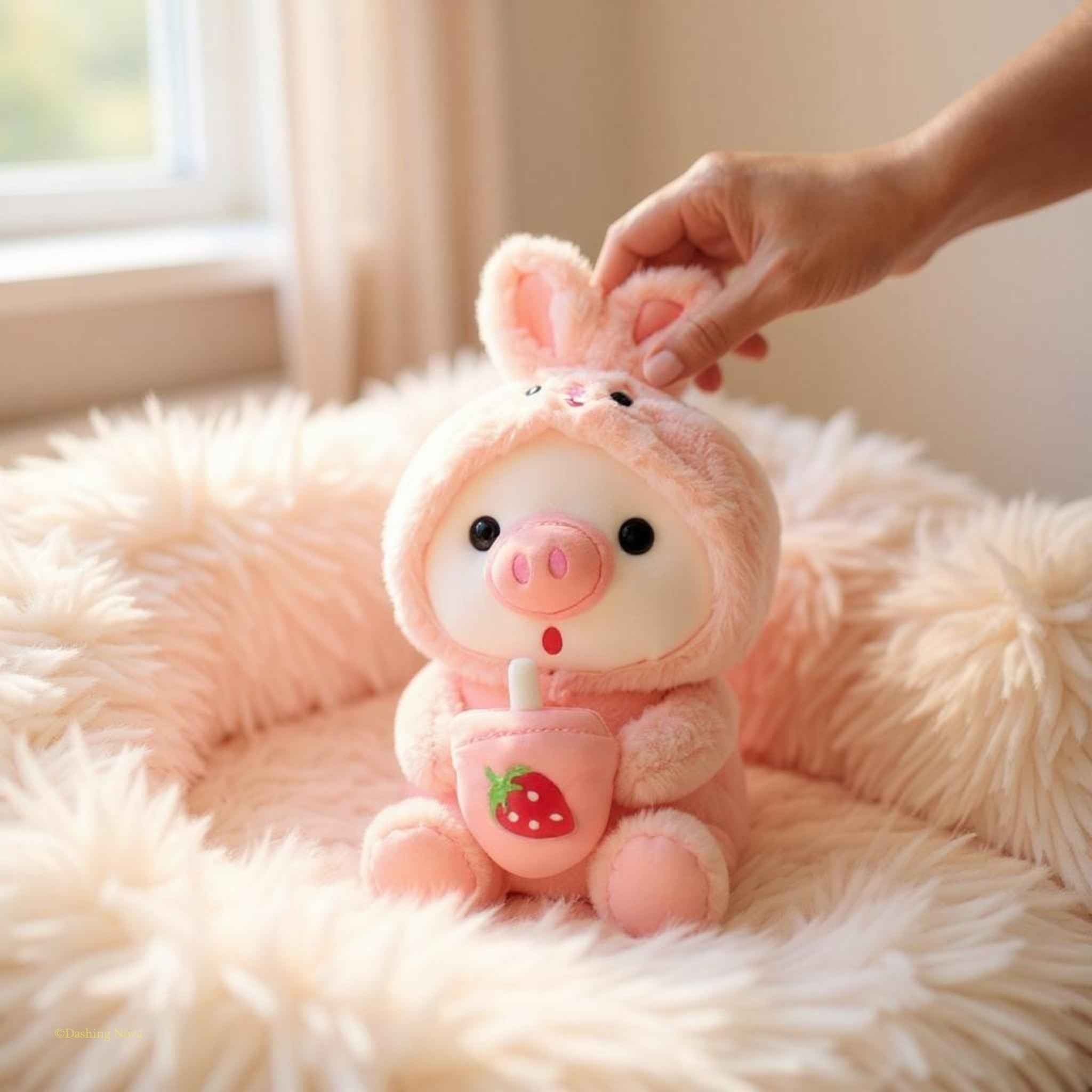 Boba Pig Stuffed Animal Soft Plushie Gift for Girls & Boys