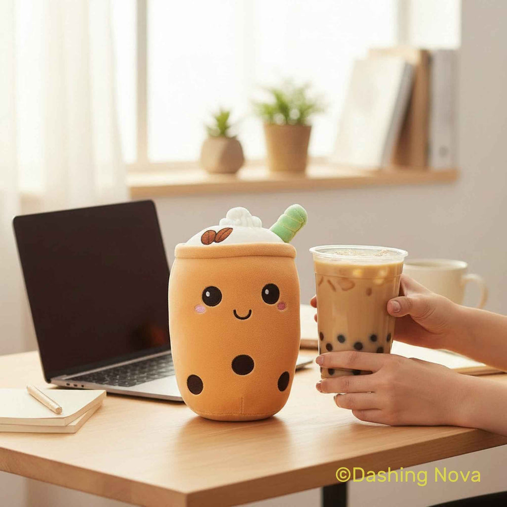Boba Stuffed Animal, Bubble Tea Toy, Kawaii Novelty Figure, Cute Room Decor Desk Accessory For Kids