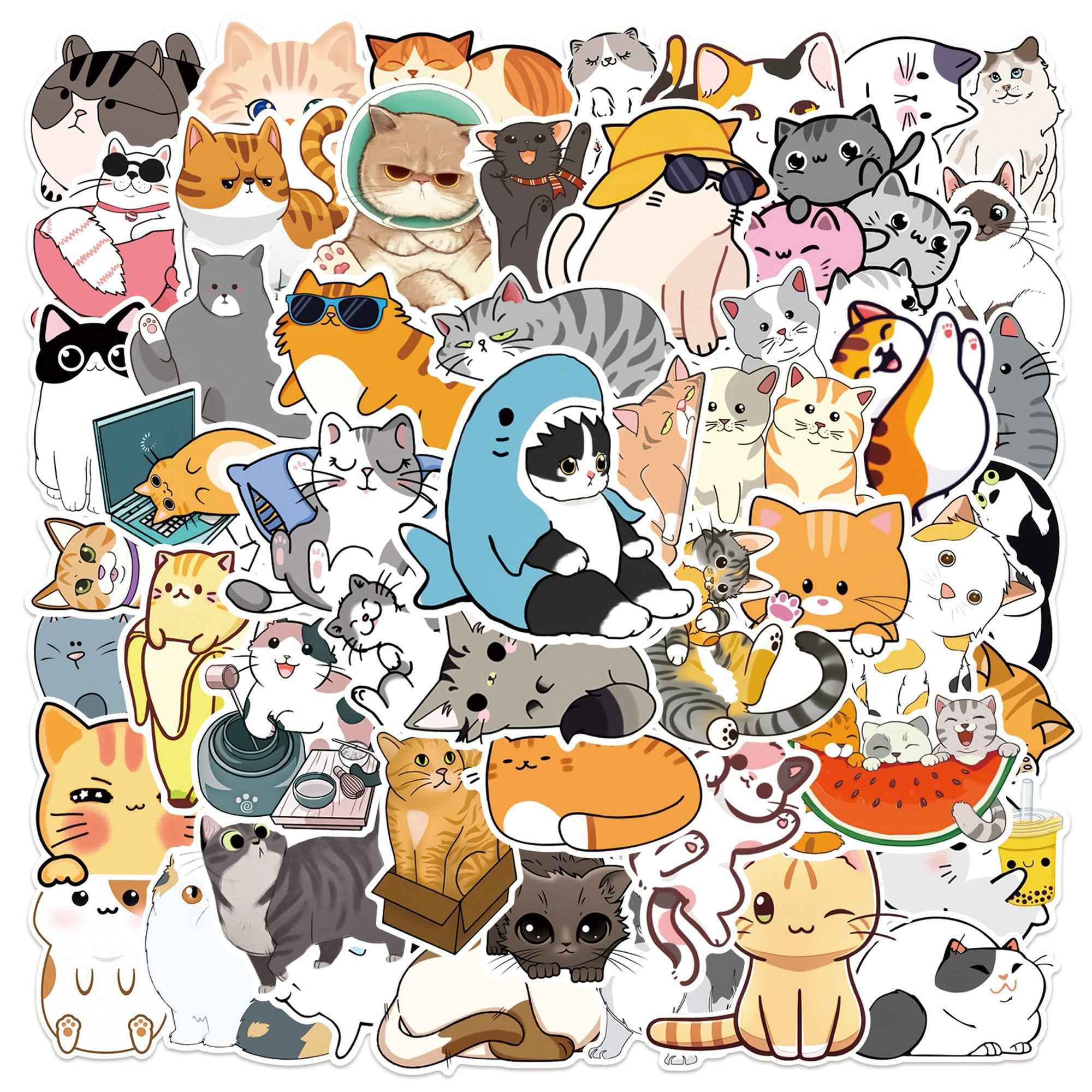 Cat Stickers – 50 Waterproof Vinyl Decals for All Surfaces