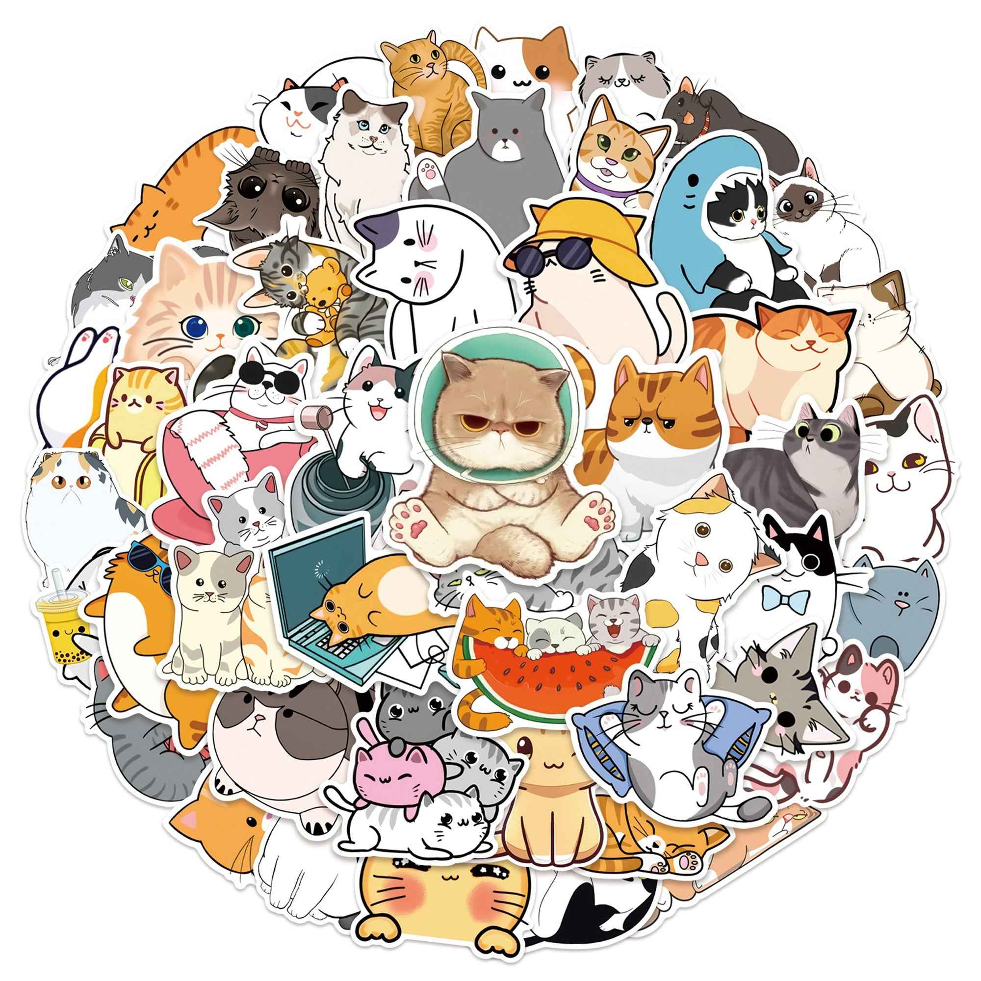 Cat Stickers – 50 Waterproof Vinyl Decals for All Surfaces