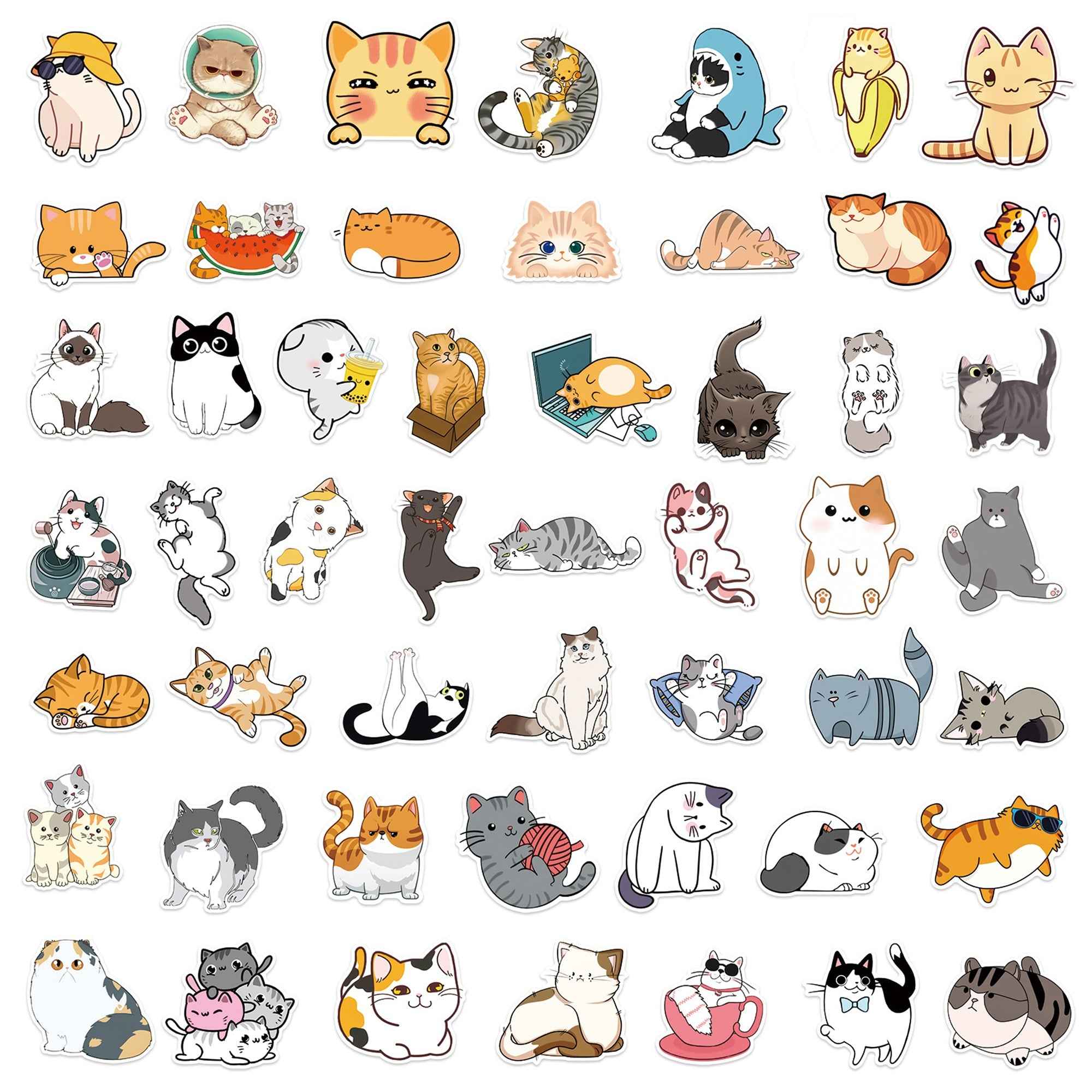 Cat Stickers – 50 Waterproof Vinyl Decals for All Surfaces