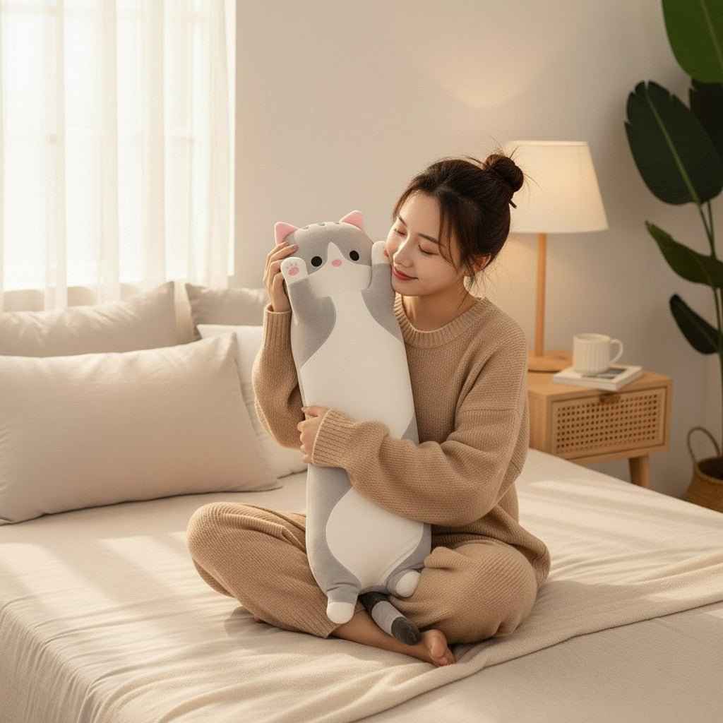 Long Cat Plush Pillow – 26" Soft Cuddly Gift for Kids