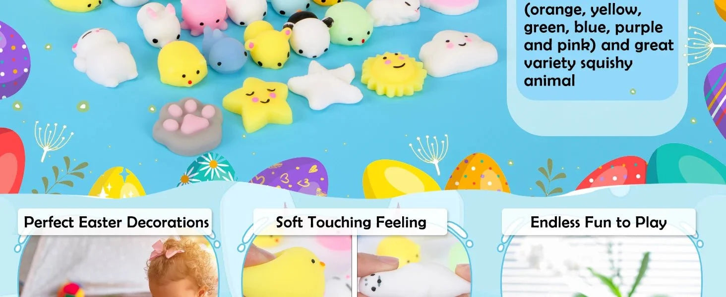 Mochi Squishy Toy Filled Easter Eggs | Mystery Animal Stress Relief Toys for Kids and Adults