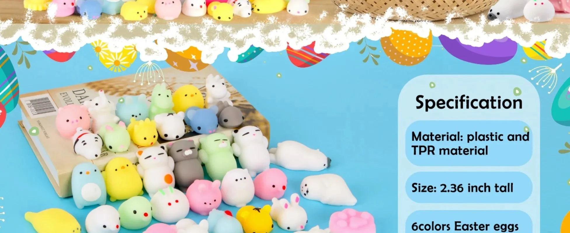 Mochi Squishy Toy Filled Easter Eggs | Mystery Animal Stress Relief Toys for Kids and Adults