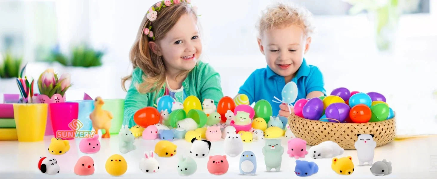 Mochi Squishy Toy Filled Easter Eggs | Mystery Animal Stress Relief Toys for Kids and Adults
