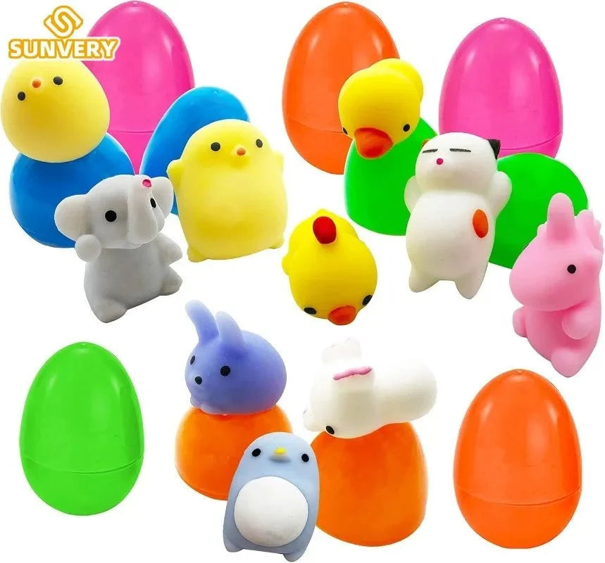 Mochi Squishy Toy Filled Easter Eggs | Mystery Animal Stress Relief Toys for Kids and Adults